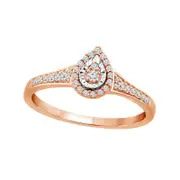 0.20 CT. T.W. Natural Diamond Teardrop Frame Promise Ring in Solid 10K Rose Gold