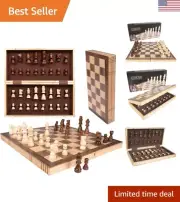 Premium Chess Set - Wooden Board Game with a Portable Wood Case and Secure St...
