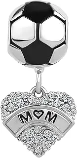 [SBI Jewelry] Love Mum Football Charm for Bracelet Women Soccer Girls Anniversary Birthday Compatible with Pandora Bracelet, Non-Precious Metal, No Gemstone