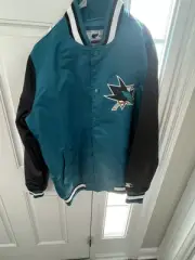 San Jose Sharks Men's Light Weight Front Snap Starter Jacket Sz Medium