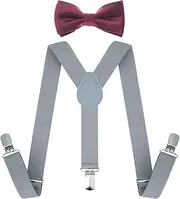 [AWAYTR] Child Kids Suspenders Bowtie Set - Adjustable Suspender Set for Boys and Girls