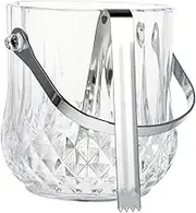 iplusmile Transparent Glass Ice Bucket with Handle Elegant Design for Home Bar Easy to Clean for Parties Events Stylish Beverage Display