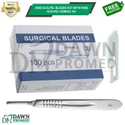 1000 Sterile Surgical Blades #21 with BP Scalpel Handle #4 Medical ENT Dental