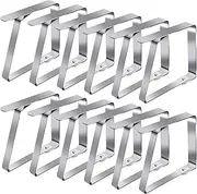 Stainless Steel Tablecloth Clips - Set of 12 Table Cover Clamps for Indoor and Outdoor Tables | Secure Holders for Picnics, Parties, Weddings, Dinners | 8 x 7 cm (Silver)