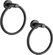 SAYONEYES Matte Black Towel Ring – Heavy Duty SUS304 Stainless Steel Rust Proof Hand Towel Holder Hanger for Bathroom, Kitchen Wall Mounted – Round Shape Towel Rack - 2 Pack