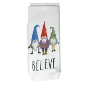 NWT Rae Dunn Set of 2 Waffle Knit Kitchen Towels, Gnomes/White, 16" x 26" Each