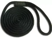 3/8" x 15' Solid Braid Nylon Dock Lines - Black - Made in USA