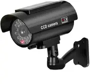 Saikiot Solar Powered Fake Security Camera, Easy to Install with Red Light LED Light Flashing and Warning for Indoor/Outdoor