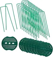 30PCS Garden Stakes & Mats, U-Shaped Tent Stakes, Galvanized Landscape Staples, Ground Stakes, for Securing Weed Barrier Fabric, Lawn Edging, and Plant Netting AUPOINT