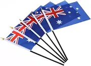 BESPORTBLE Australia Stick Flag 5Pcs Hand Held Small Australian Flags on Stick International World Stick Flag National Flags Mini Australia State Flags