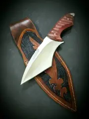 RaB Custom Handmade Full Tang D2 Tool Steel Skinning Knife W/Leather Sheath