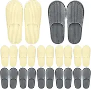 ELCOHO 12 Pairs Closed Toe Spa Slippers Coral Fleece Washable Disposable Home Slippers for Women Men Guests Hotels House Slippers Housewarming Indoors Bathroom Party Traveling