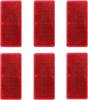 Self Adhesive Reflector,6 Pack Rectangular Red Side Reflector Trailer,Size 94x44 mm Cat Eye Red Rear Reflectors Motorcycle Caravan Gate Post Fence