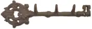 Cast Iron Skeleton Key Wall Hook Rack – 3 Hook Rustic Brown Key-Shaped Hanger