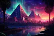 Pyramids Atlantis, UV tapestry, Blacklight Reactive, Psychedelic Wall Hanging