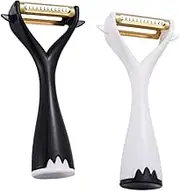 Vegetable Peeler for Kitchen Titanium Ultra Sharp Y-Shaped Peeler- Potato Fruit & Veggie Peelers Durable Non-Slip Comfortable Handle Rust Free Set of 2 Black, White