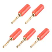 2mm Banana Speaker Wire Cable Plugs Connectors Gold Red 5pcs Jack Connector