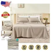 Luxurious Belgian Linen Sheet Set - 4 Pieces King Size, Soft & Breathable