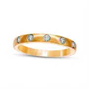 0.17 CT. T.W. Natural Diamond Five Stone Stackable Band in Solid 10K Yellow Gold