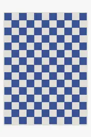 275' x 365' | Machine Washable Runner Rug | Kid & Pet Friendly | Indoor Rug | Jaque Checkered Blue Outdoor Rug | Ruggable