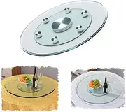 [CPAUPCUVGN] Transparent Glass Lazy Susan Turntable 24in 28in 32in 33in 36in Round Dining Table Swivel Serving Plate, Not Easy to Dump Rotating Serving Tray(32inch(80cm))