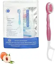 5 In 1 Disposable Toothbrush, Mini Toothbrush & Floss & Tongue Scraper & Toothpick Set, Disposable Toothbrushes Individually Wrapped, Portable Oral Care For Travel Work (peach)
