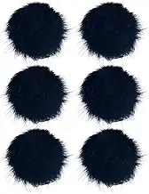 uxcell 6-Pack Faux Fur Pom Poms, 1.2 Inch/ 3.9 cm Soft Fluffy Pompoms Balls with Elastic Loop for Hats/Bags/Keychains/Knitting Accessories/DIY Crafts [Navy Blue]