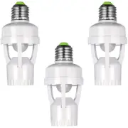 3 Pieces Motion Sensor Light Socket Smart Screw in Light Bulb Outlet Compatible