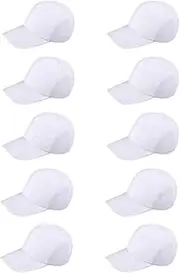 [COHEALI] 10pcs White Baseball Caps, DIY White Sun Hats for Kids, Creative Painting Sports Cap for Boy Toddler Girl
