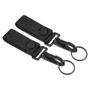 Belt Keeper Key Ring, Nylon Webbing Strap Buckle with Key Holder, Black 2 pcs