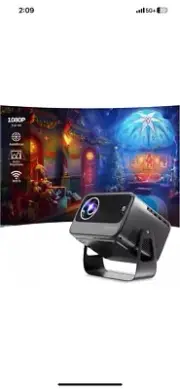 [Auto Focus/Keystone]HIPPUS Projector WiFi Bluetooth 1080P Steel Grey