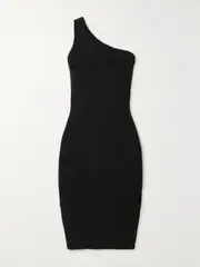 [Hunza G] Hunza G - Nancy One-shoulder Metallic Seersucker Dress - Black - One size One size Black