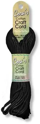 3 Pack Pepperell Cara's Cotton Craft Cord 2mmx100'-Black CCC2-02