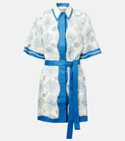 [Alemais] Alémais Printed linen shirt dress UK 8 blue