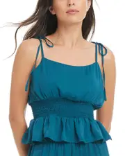 Red Carter Hammered Satin Coverup Cropped Cami