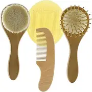 SECFOU 4pc Baby Grooming Kit Newborn Hair Brush Set Soft Silicone Shampoo Bath Brush Set