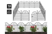 SpringUp 14 Panels Garden Fence with Gate Animal Barrier Flower Bed Outdoor Yard