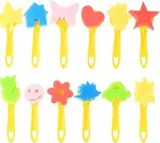 12Pcs Foam Paint Brushes Reusable Sponge Paint Brush Set with Handle Sponges Painting Stamper Foam Brush DIY Seal Toys for Kids Arts and Crafts Foam Brush Foam Brushes for Painting Paint Brushes Spon