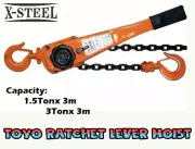 Toyo Ratchet Lever Block Chain Hoist Cumalong 3m Chain Cap.1.5 or 3 Ton