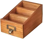 AIMALL Wooden Desktop Storage Box Multi-Purpose Desk Rack Pen Holder for Stationery Remote Control Brushes Retro Design
