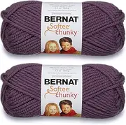 2-Pack - Bernat Softee Chunky Yarn, Dark Mauve, Single Ball