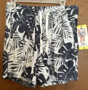 Nautica Blue Floral Linen Blend Shorts Size Small S