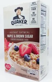 1 BOX Quaker MAPLE & BROWN SUGAR Instant Oatmeal Natural Flavors (10 POUCHES)