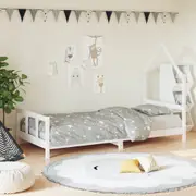 vidaXL Kids Bed Frame White 92x187 cm Single Solid Wood Pine