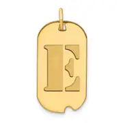 14k Yellow Gold Polished Letter E Initial Dog Tag Pendant
