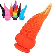 Tentacle Monster Dildo Butt Plug with Suction Cup, Silicone Colorful Anal Dildo 20.5cm Large Animal Penis Fantasy Octopus Anal Plug Adult Sex Toy for Women Men(Orange)