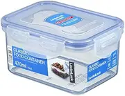 [LocknLock] Classic Short Rectangular Container, 470 Ml Capacity, | Patented Four-Hinge Locking System | Silicone Seal | 100% Airtight | Leak-Proof | Keeps Food Fresh | Heat & Stain Resistant - Clear