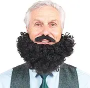FantaLook Curly Cosplay Beard with Mustache Set
