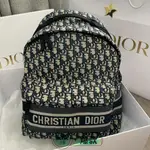 精品二手 DIOR 迪奧 DIORTRAVEL OBLIQUE 藍色復古緹花 帆布包 雙釦 後背包 雙肩包 書包 男款