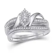 14k White Gold Round Diamond Bridal Wedding Ring Set 1/5 Cttw